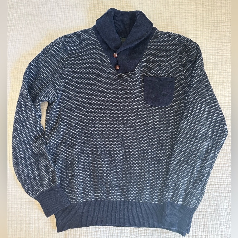 EUC J. Crew Shawl Neck Lambswool Sweater